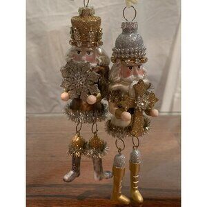 Nutcracker Mini Sparkle Blown Glass Ornaments Set Of 2 By DEMDACO NWT
